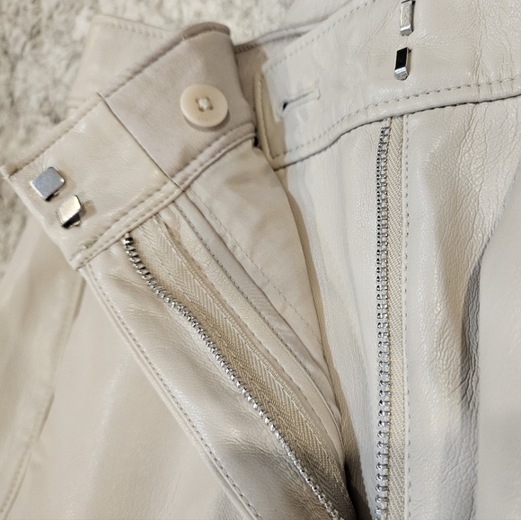 Aritzia Babaton Vegan Leather Beige Cream Pants - Picture 8 of 15